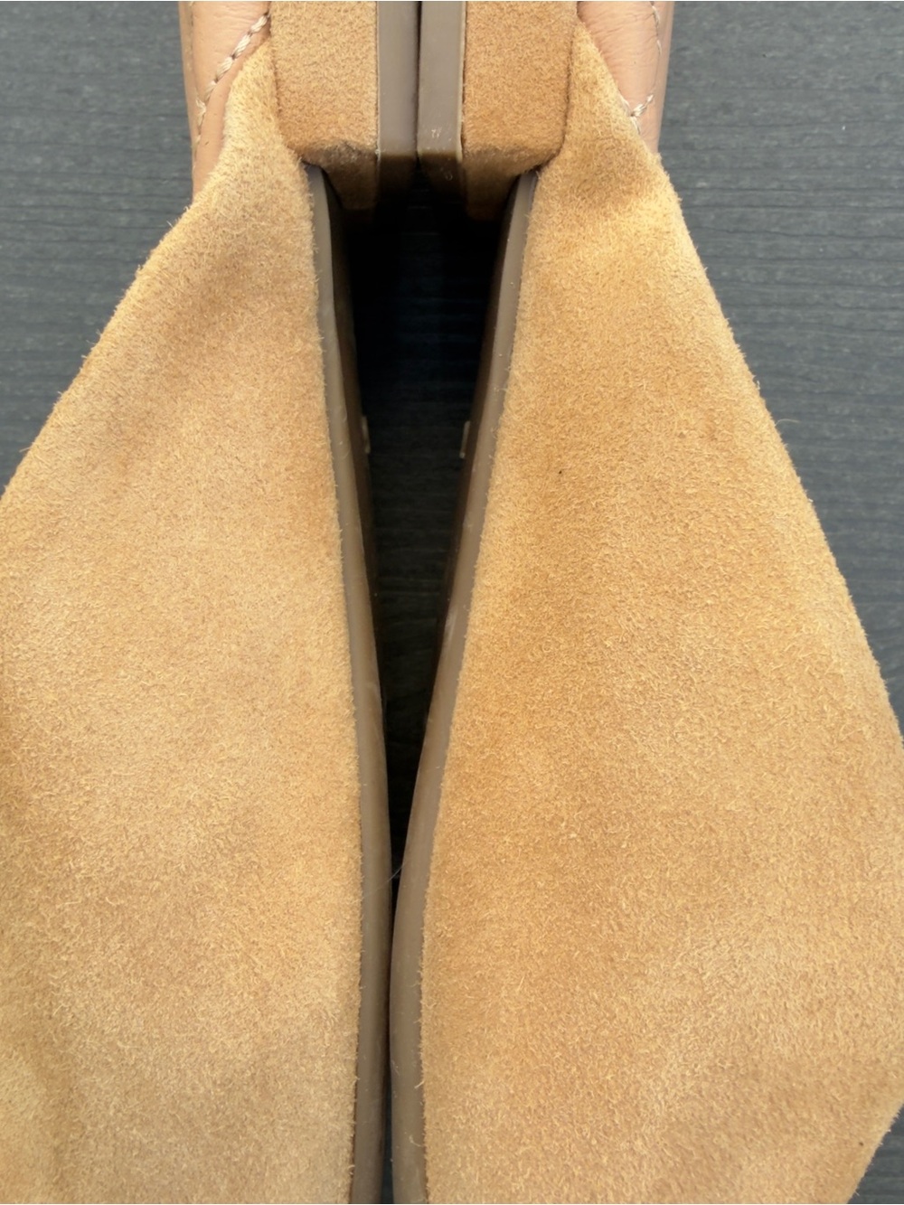 Birdies The Swan Golden Oak Suede Pointed Toe Mule Flats Size 7.5 Quilted Insole - Picture 10 of 16